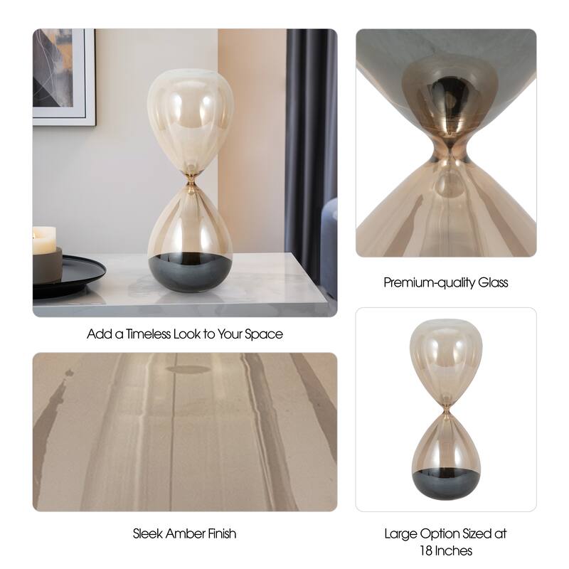 Sagebrook Home Glass Amber Hourglass, Elegant Decorative Objects