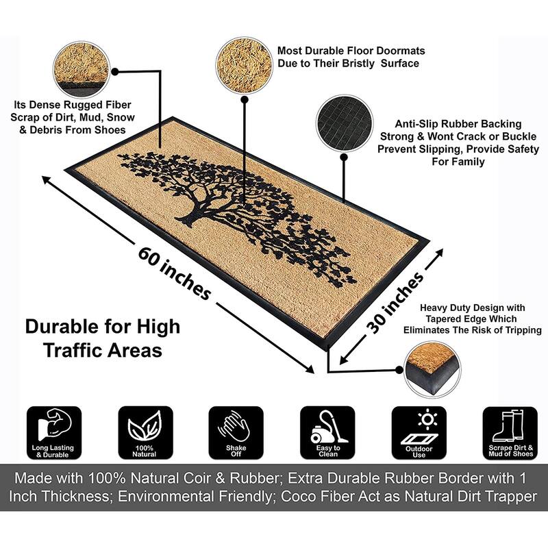 A1HC Natural Coir & Rubber Hand Flocked Large Door Mat