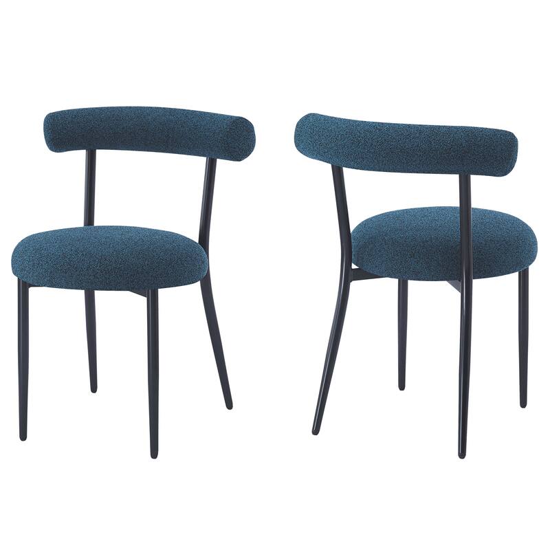 Open Back Upholstered Dining Chair Set of 2 Modern Kitchen Chairs with Metal, Fabric Dining Room Chairs for Living Room