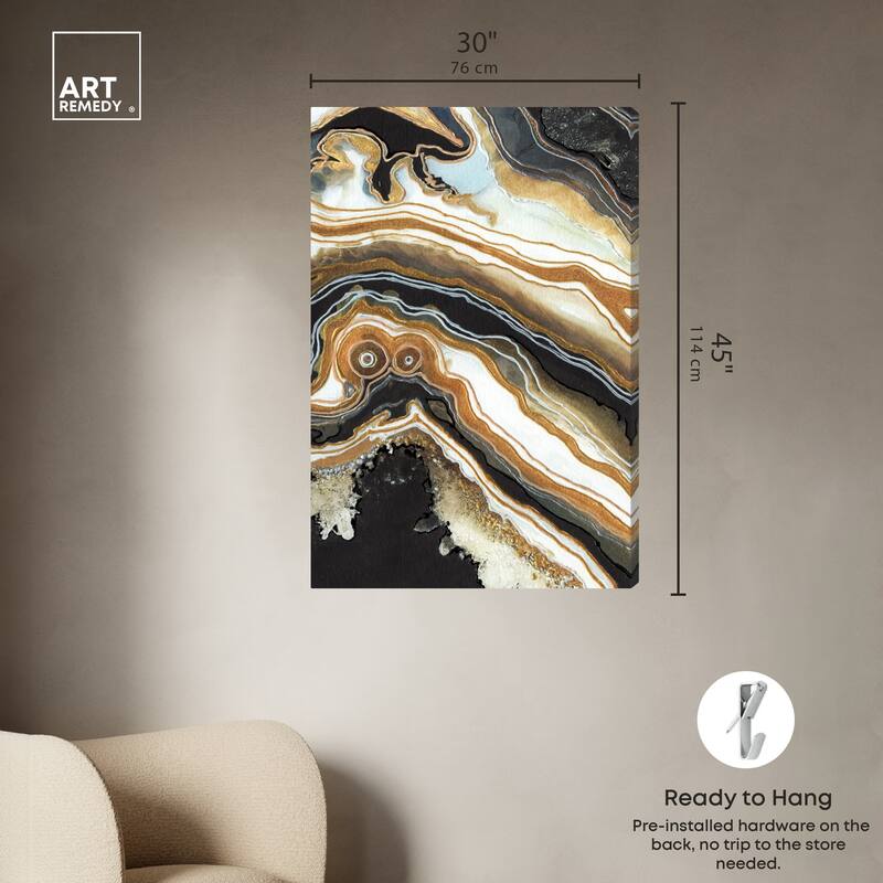 Art Remedy Black And Gold Ii Gallery Wrapped Mineral, Agate & Geode 1 Piece Canvas Wall Art