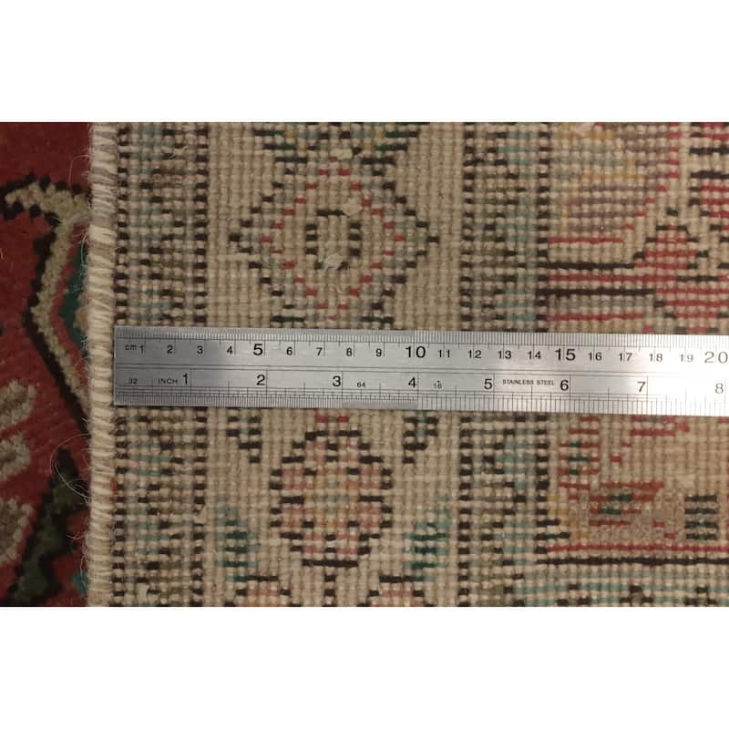 Hand Knotted Oriental 100% Wool Carpet Traditional Geometric Oranges & Rust Tabriz Runner Rug - 16' 2'' X 3' 1''