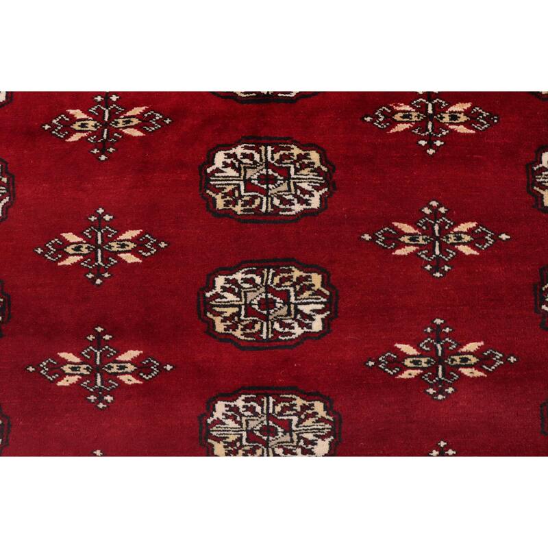 Tribal Bokhara Rush Red/Beige Hand Knotted Wool Rug - 6'0'' x 8'4''