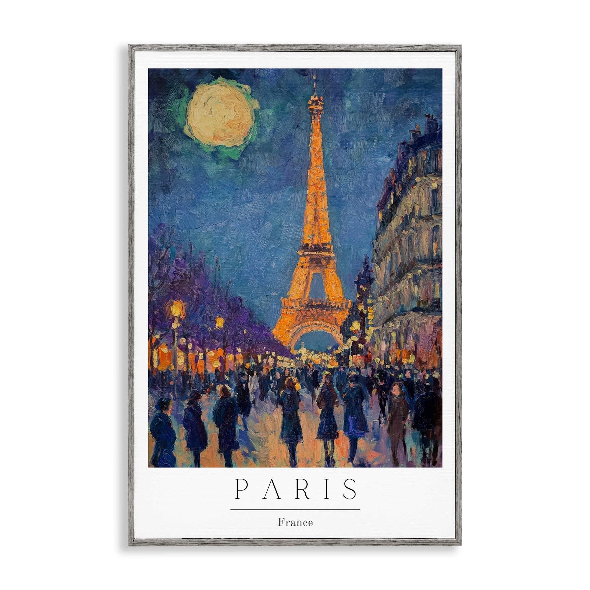 Stupell Vintage Paris Streets Night Framed Giclee Art Design By Petal Prints Design