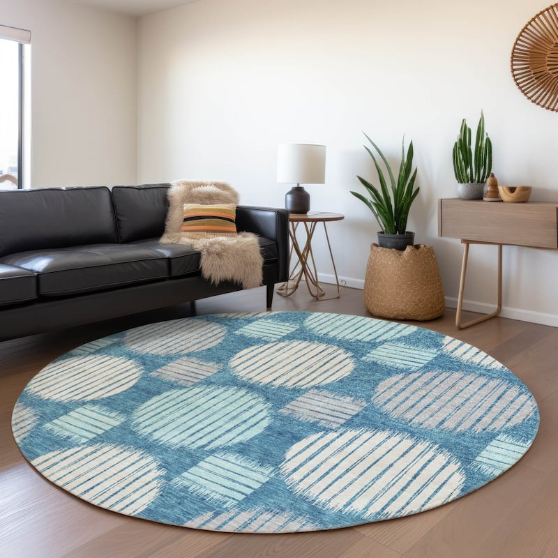Premium Washable Super Soft Modern Pop Mayfield Rug - Teal - 8' x 8'