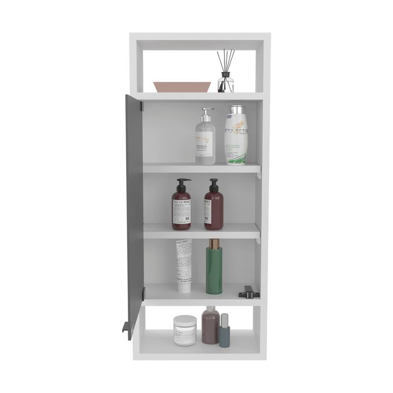 Uros Wall-Mounted Mirror Medicine Cabinet With One Door And Interior Storage Shelves, White