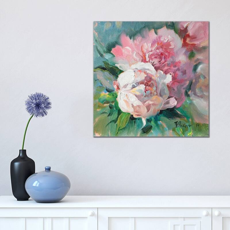 iCanvas "Pink Peonies" by Katharina Valeeva Canvas Print - 18x18x1.5