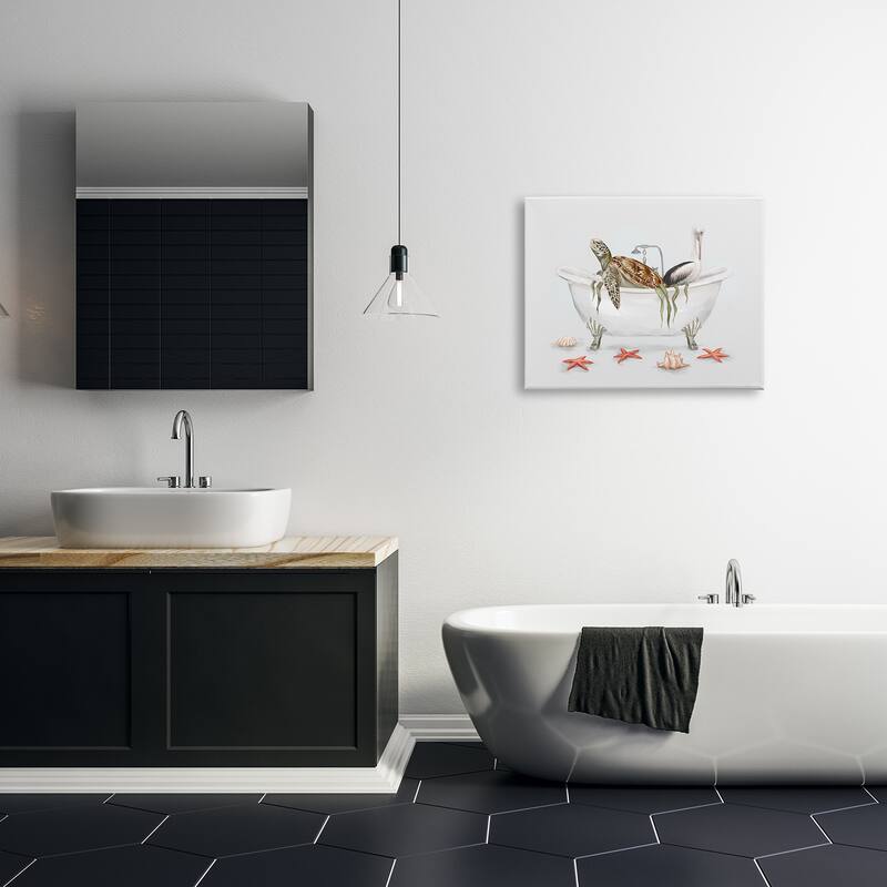 Stupell Turtle & Pelican in Tub Canvas Wall Art Design by Ziwei Li