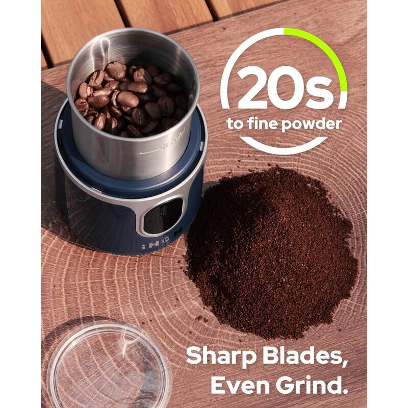Cordless Coffee Grinder Electric, Coffee Bean Grinder with USB Rechargeable, Espresso Grinder with 304 Stainless Steel Blade