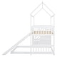 preview thumbnail 5 of 7, White Wooden Twin over Twin Bunk House Bed Frame with Convertible Slide, Storage Stairs, Ladder, Guardrails for Kids, Teens