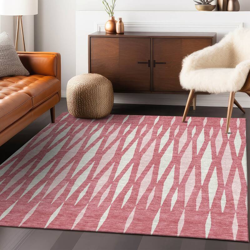 Machine Washable Indoor/ Outdoor Chantille Mosaic Contemporary Rug