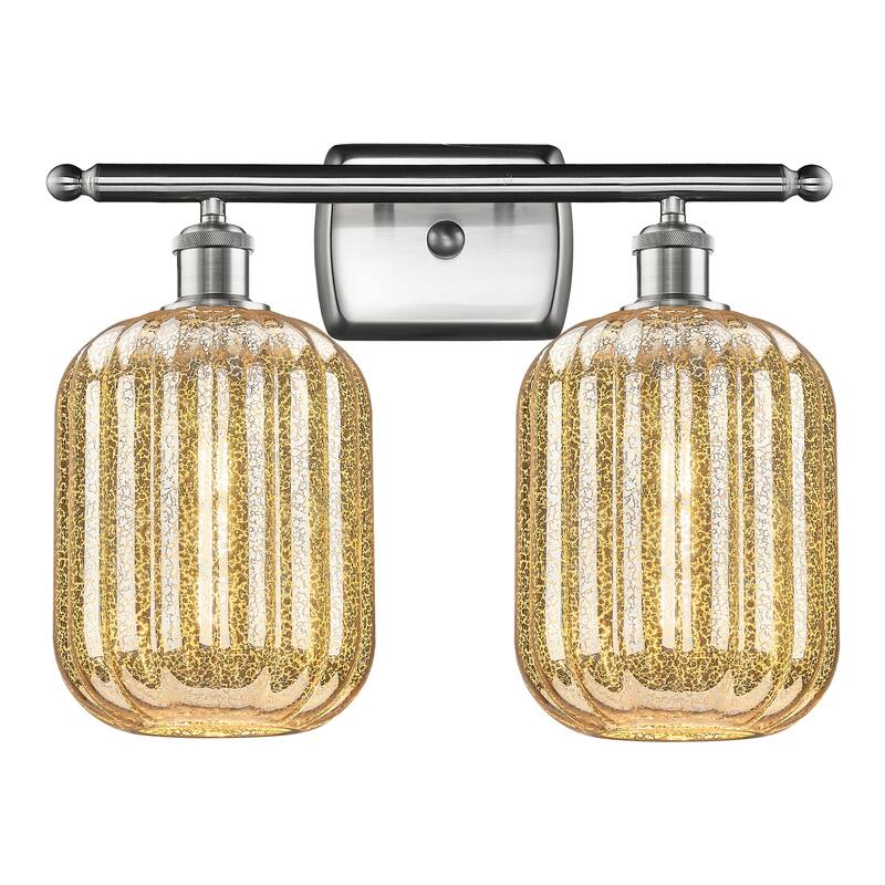 Innovations Lighting Endless Possibilities Ballston - Preston - 2 Light 17" Jar Shade Bath Vanity Light - Mercury/Brushed Satin Nickel