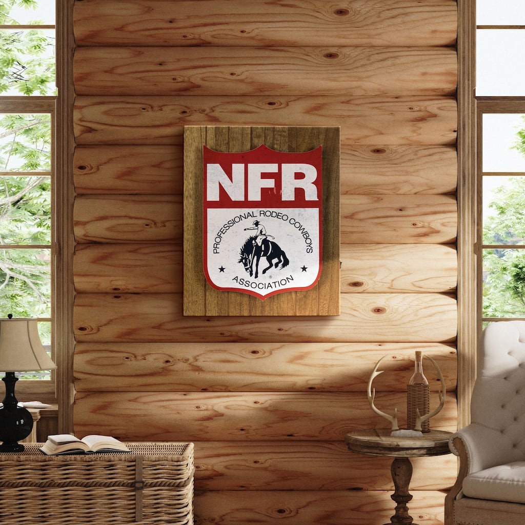 American Art Decor NFR PRCA LED Shield Wall Sign - Western Cowboy Chic Decor - 15" x 18"
