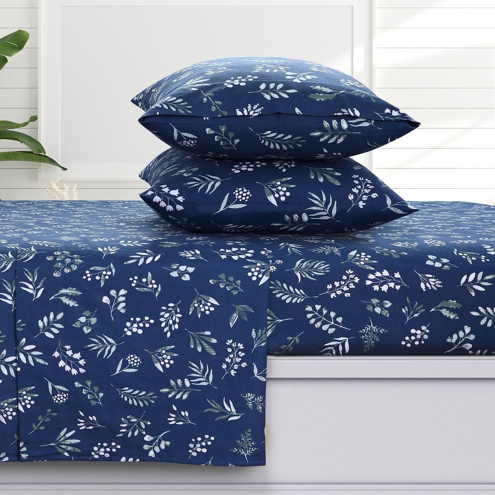 Azores Home 170-GSM Cotton Flannel Printed or Solid Extra Deep Pocket Sheet Set
