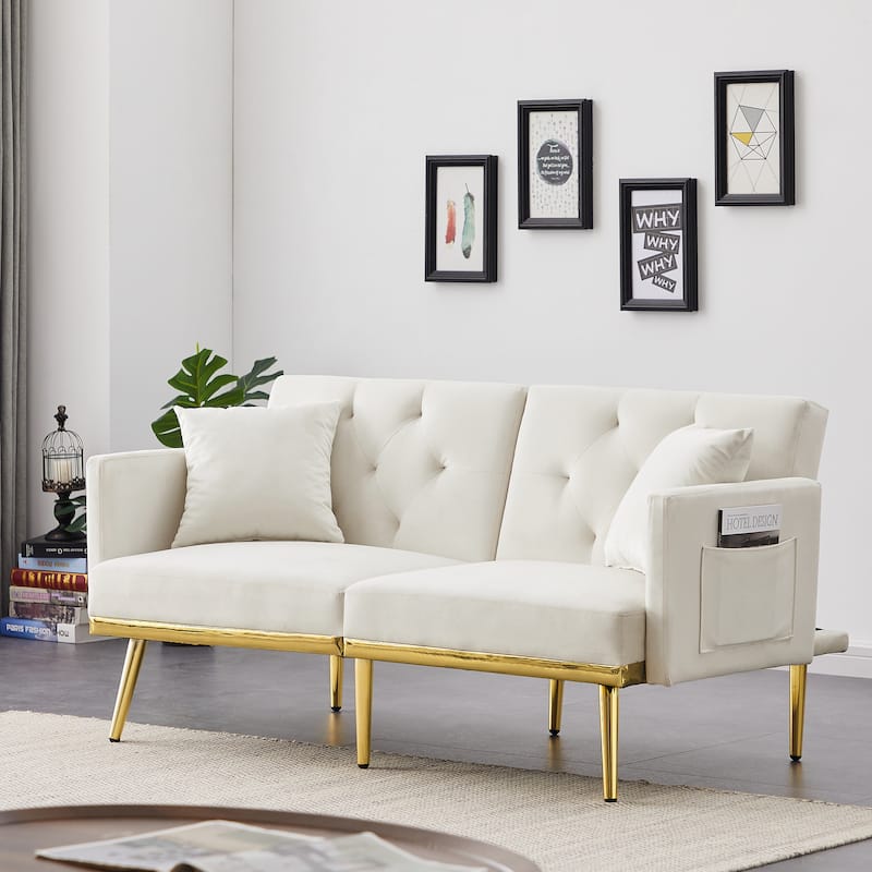Modern Velvet Sofa Bed for Living Room, Office, Spacious Space