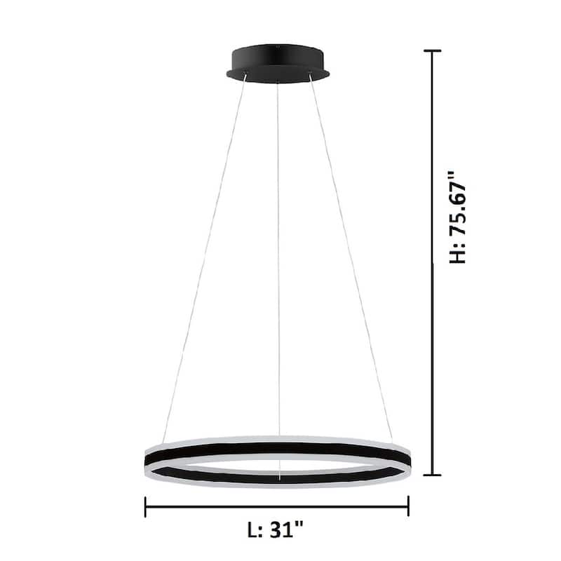 Eglo USA Tonarella Black LED Round Open Pendant with White Acrylic