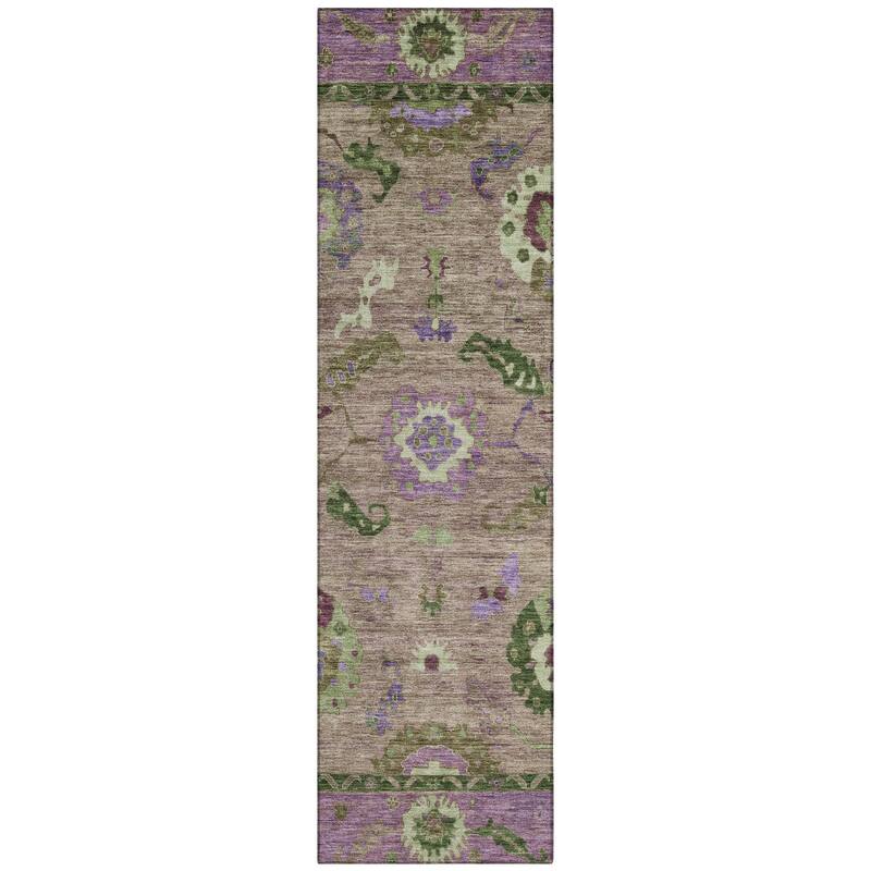 Machine Washable Indoor/ Outdoor Traditional Boho Chantille Rug