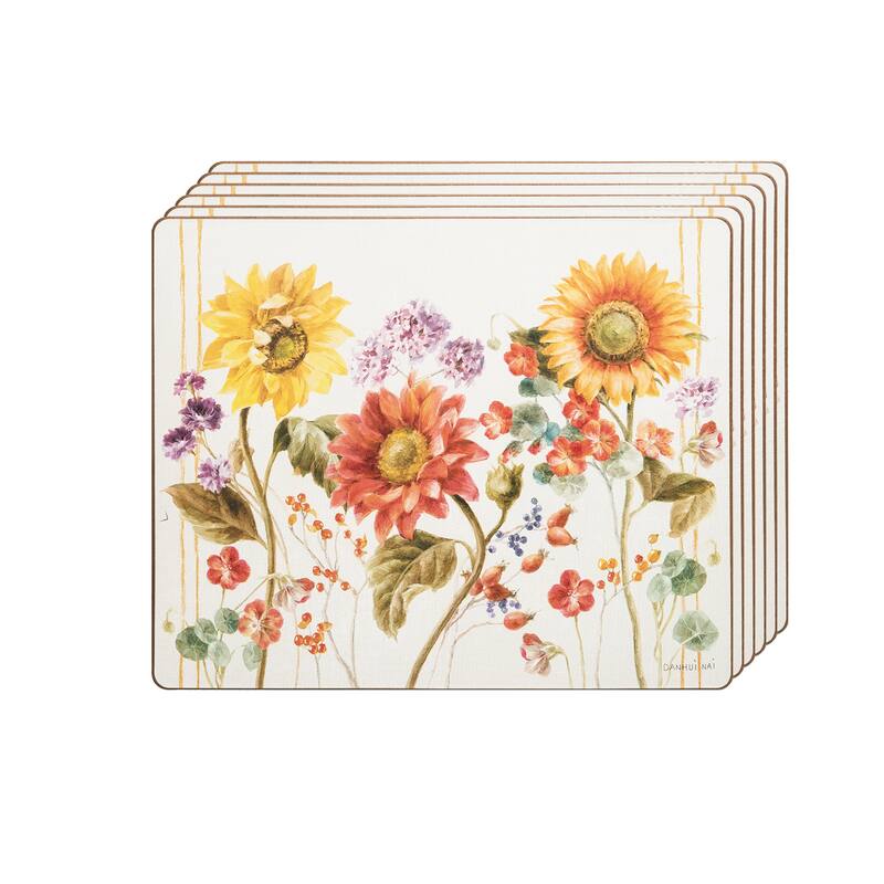 Sunflower Patch Hardboard Placemat Set of 6 - 13" x 16"