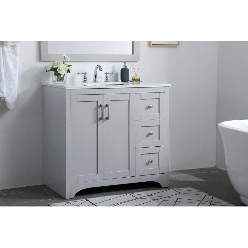 Elegant Lighting VF17036 Moore 36" Free Standing Single Basin Vanity