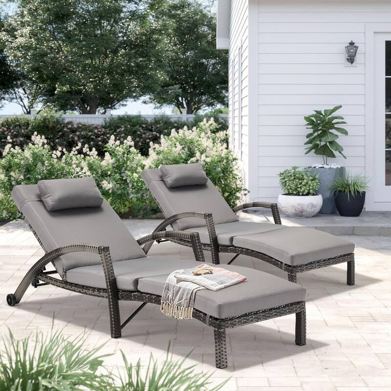 EROMMY Outdoor Patio Lounge Chair, Adjustable Recliner Outdoor Lounge Chairs, Multiple Colors Available
