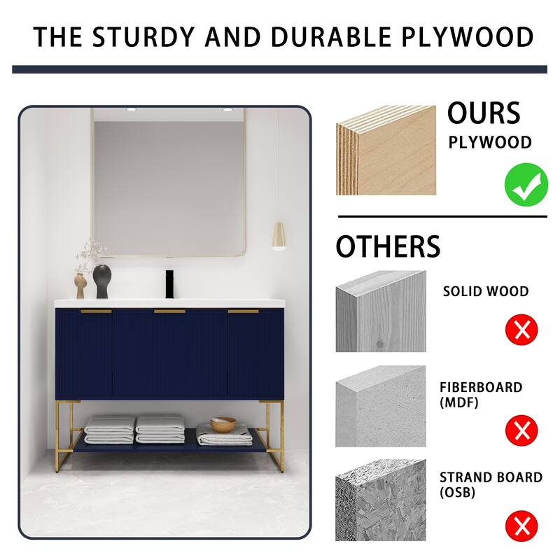 Malwee 24"/30"/48" FreeStanding Bathroom Vanity, Floor Stand Bathroom Vanity with Resin Top,Soft Close Door & Drawer