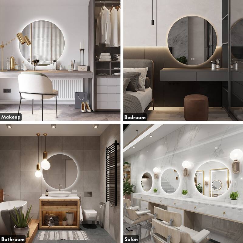 KIOTEE Round Backlit LED Lighted Anti-Fog Bathroom Vanity Mirror with ETL and 3-Year Warranty