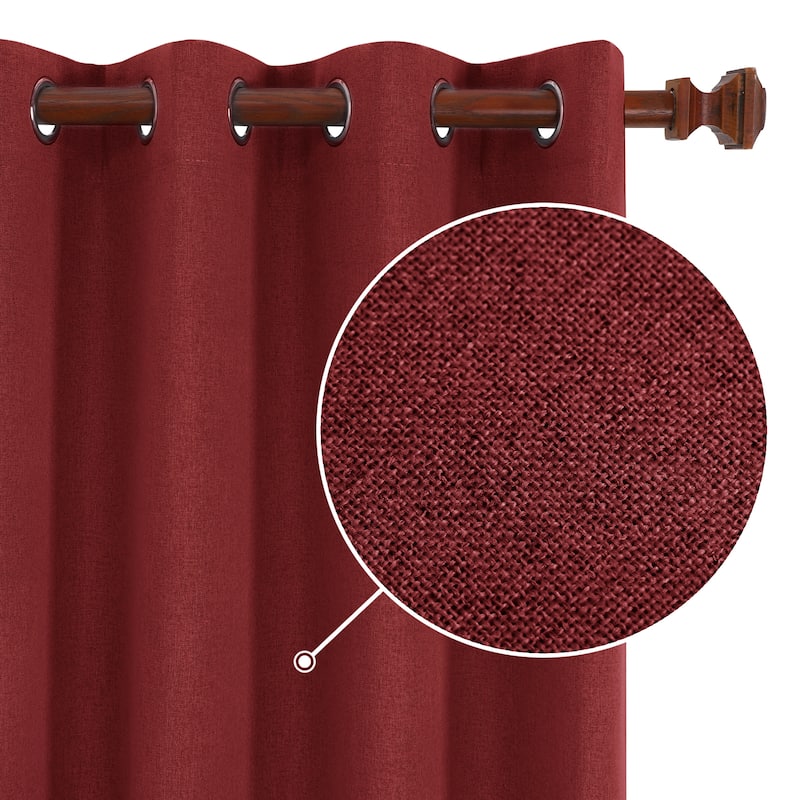 Deconovo Total Blackout Faux Linen Curtains 2 Panels