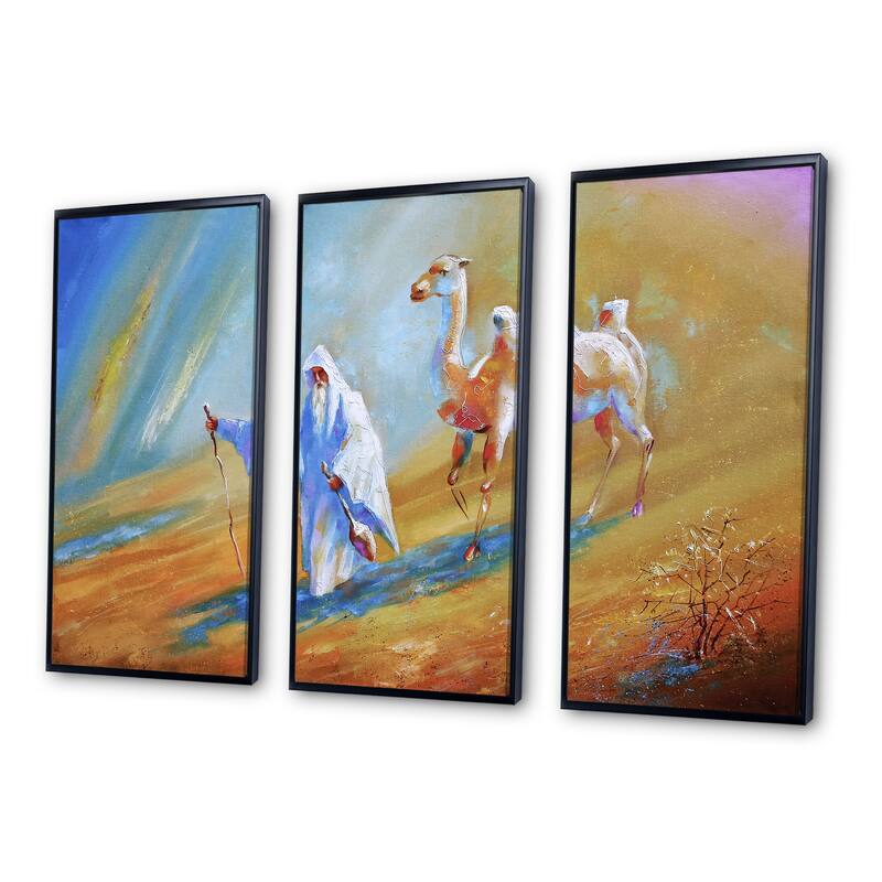Designart "An Old Sage Walking Through The Desert" Vintage Framed Art
