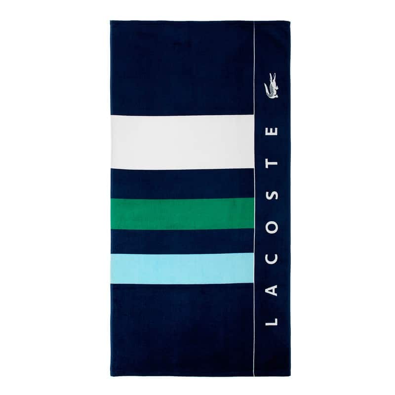 Lacoste Home Oversized 36"W x 72"L 100% Luxury Cotton Beach Towel - 36" x 72" - Sporty Stripe