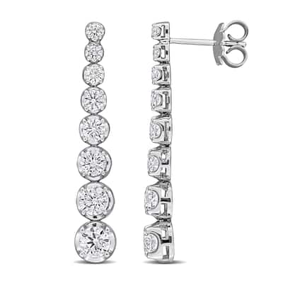 Miadora 2 1/3ct TDW Graduated Diamond Drop Earrings in 14k White Gold