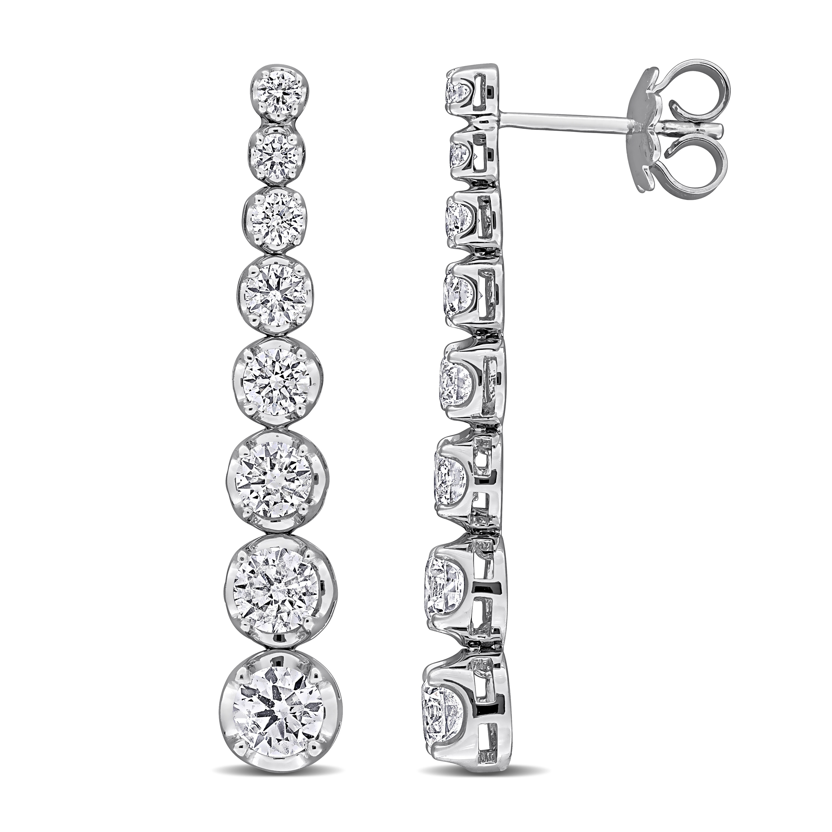 Miadora 2 1/3ct TDW Graduated Diamond Drop Earrings in 14k White Gold