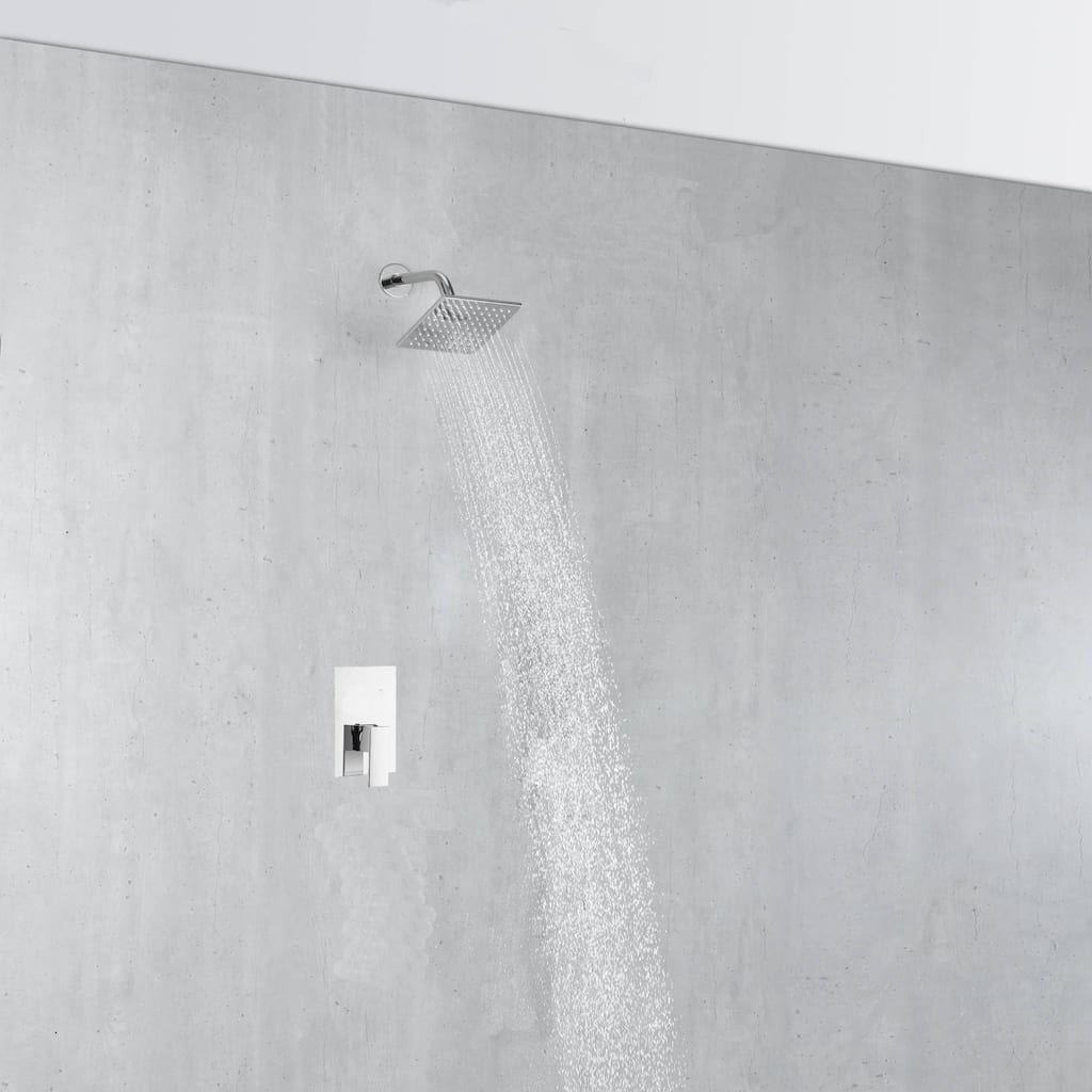 Chrome wall mount 6 inch regular high water pressure head single function shower faucet - 6' x 6'
