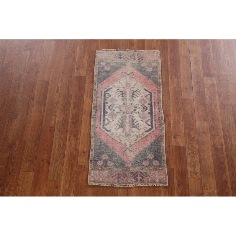 Antique Look Anatolian Turkish Rug Hand-knotted Oriental Wool Carpet - 1'7" x 3'3"