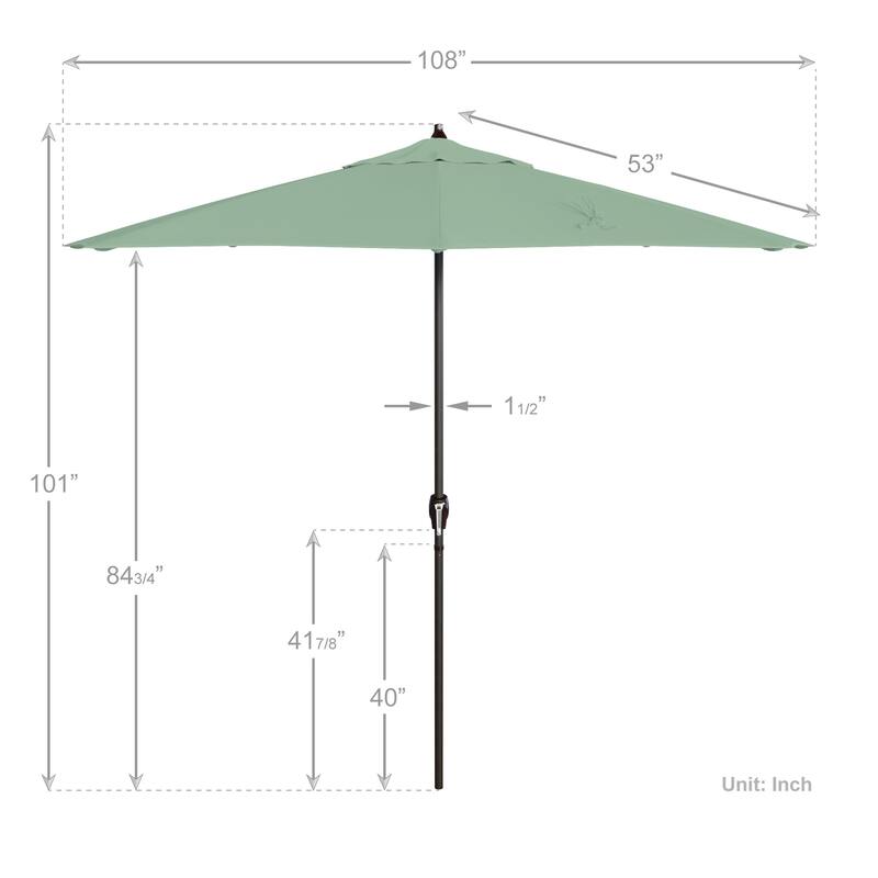 California Umbrella 9' Round Crank Lift Auto Tilt 8 Rib Aluminum Patio Umbrella, Bronze Finish, Pacifica Pacific Blue Fabric