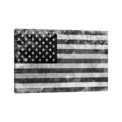iCanvas "USA "Melting Film" Flag in Black & White II" by iCanvas Canvas Print
