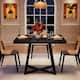 Small Dining Table for 4, 31.5 Inches Industrial Dinner Table with Metal Base