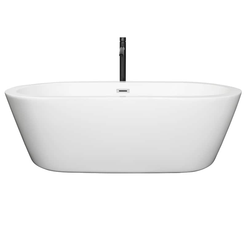 Wyndham Collection Mermaid 71-inch White Freestanding Soaking Bathtub
