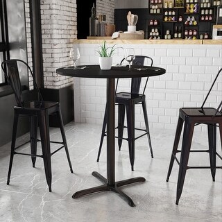 36'' Round Laminate Table Top with 30'' x 30'' Bar Height Table Base ...