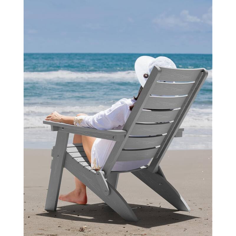 WINSOON HIPS Folding Adirondack Chairs with Arc Back & Cup Holder