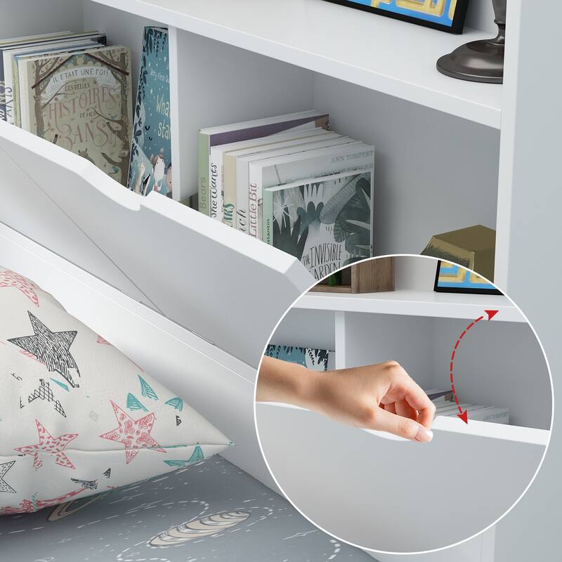 Timechee Twin Bed Frame with 3 Drawers And Hidden Storage Wood Frame