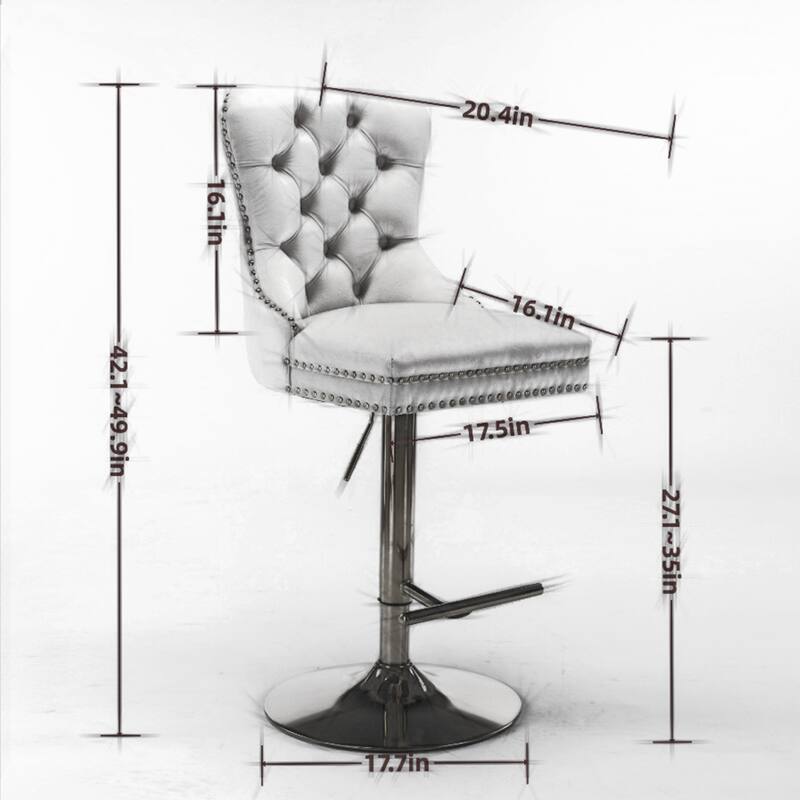 Thick Golden Swivel Velvet Barstools Adjusatble Seat Height, Upholstered Bar Stools with Backs Tufted - N/A - Beige