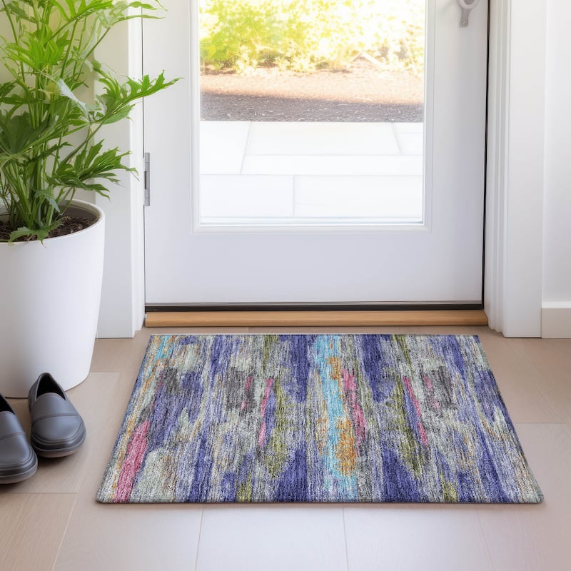 Machine Washable Indoor/ Outdoor Abstract Modern Chantille Rug