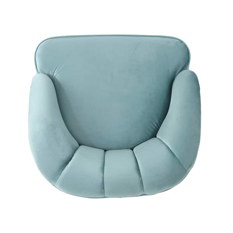 Roomfitters Modern Velvet Accent Chair, Upholstered Barrel Chair with Wooden Legs