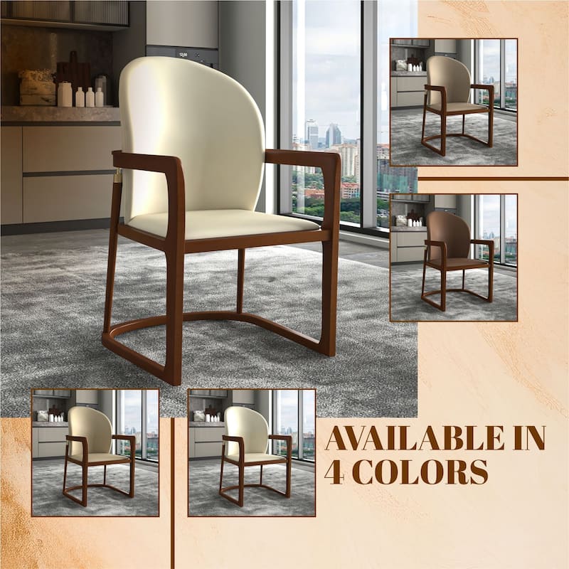 LeisureMod Svelta Modern Leather Dining Chair - Mid century Accent Arm Chair for Home Office Kitchen Dining Room