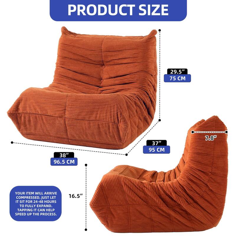 Moasis Cordury Fireside Bean Bag Chairs with Memory Foam for Adults