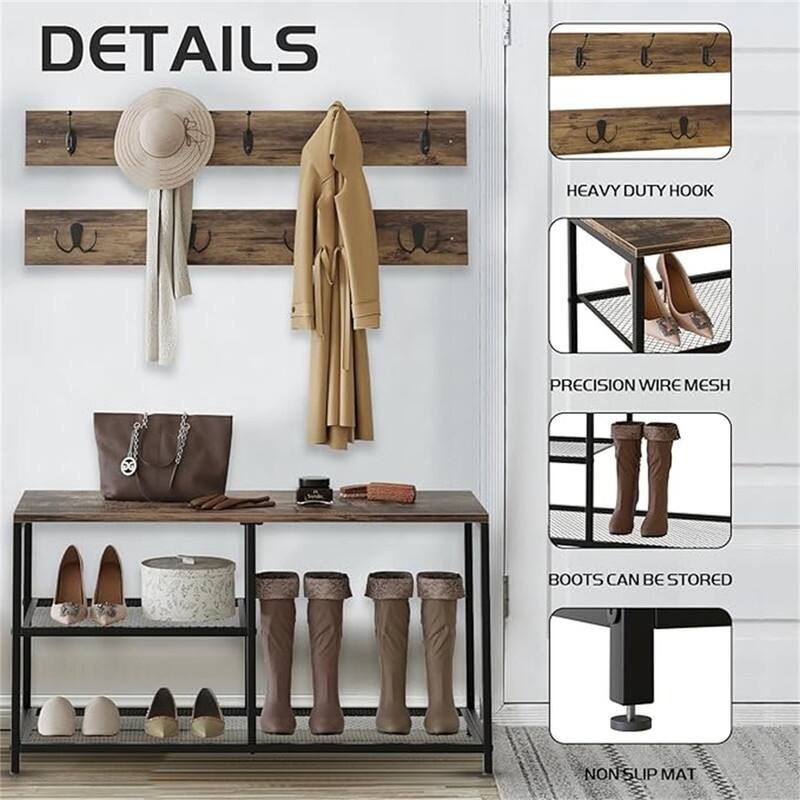 Shoe Bench Set - 12"D x 31.5"W x 16.5"H