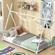 preview thumbnail 1 of 9, Twin House Platform Bed with Triangle Structure and Safety Rails, White White