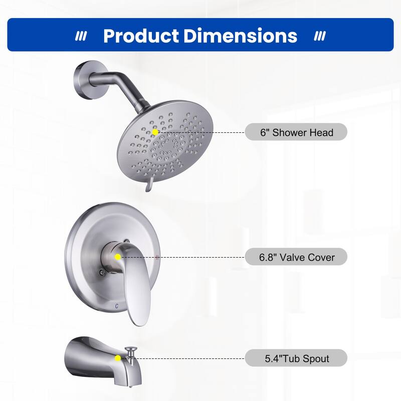 WOWOW Single Handle 5-Spray Tub and Shower Faucet (Valve Included)