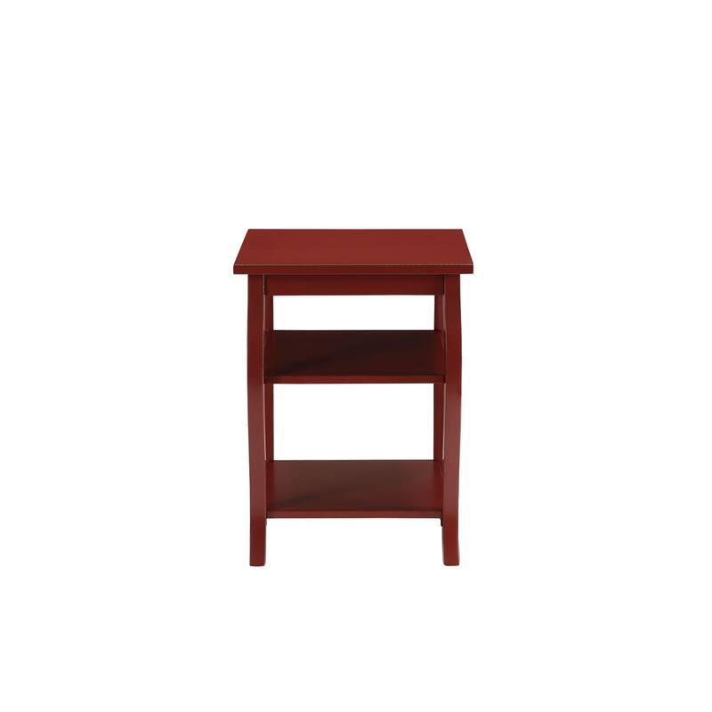 HomeRoots 23" Black Wood Bow Leg End Table With Two Shelves - 20" W x 18" D x 23" H