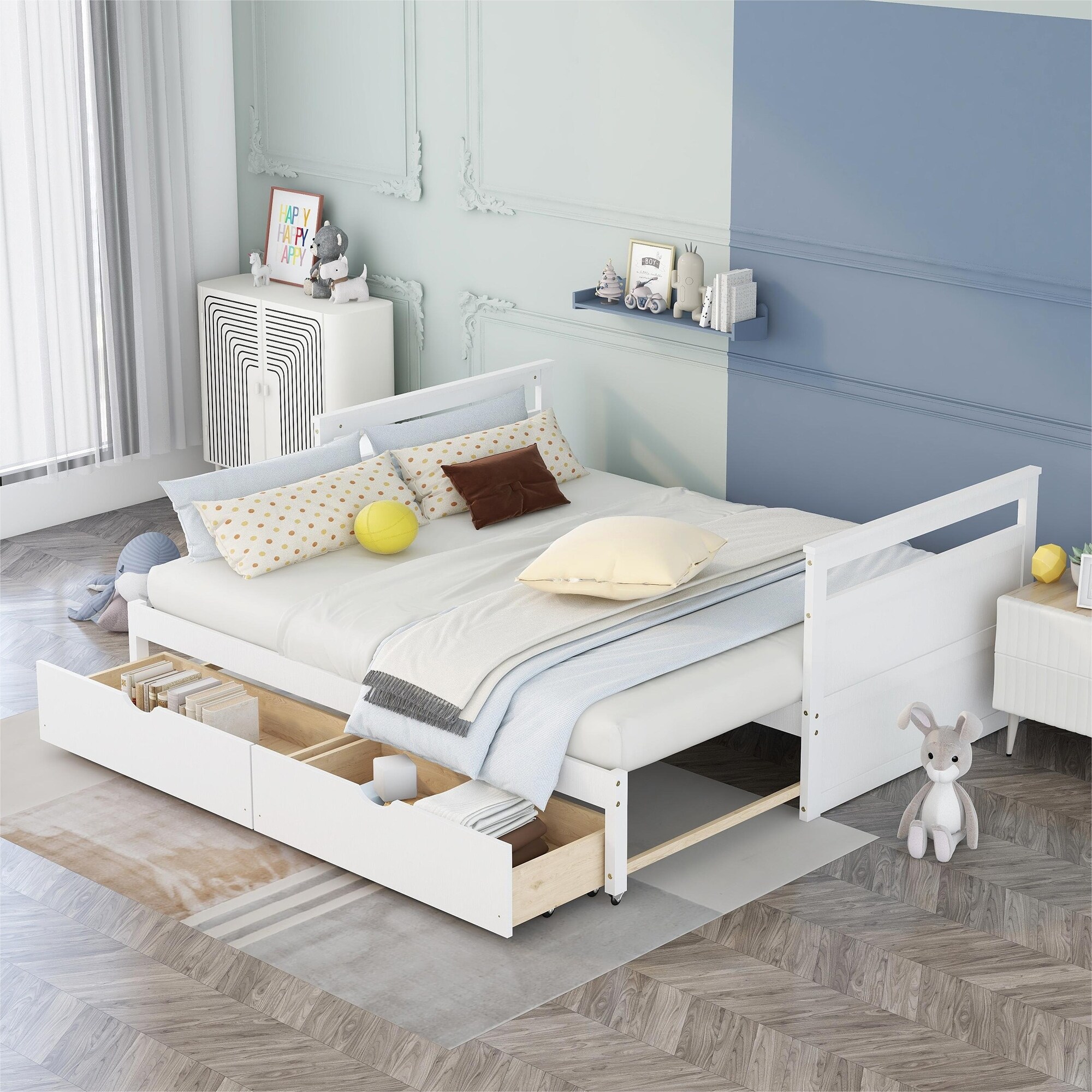Expandable daybed with 2025 storage