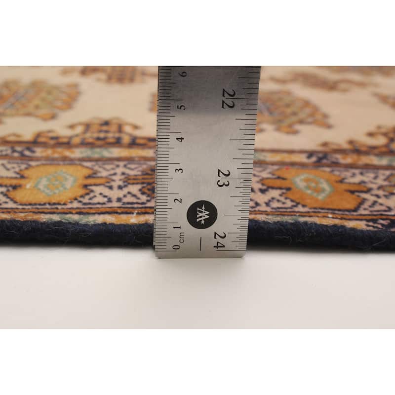 ECARPETGALLERY Hand-knotted Antalya Vintage Cream Wool Rug - 3'9 x 4'7
